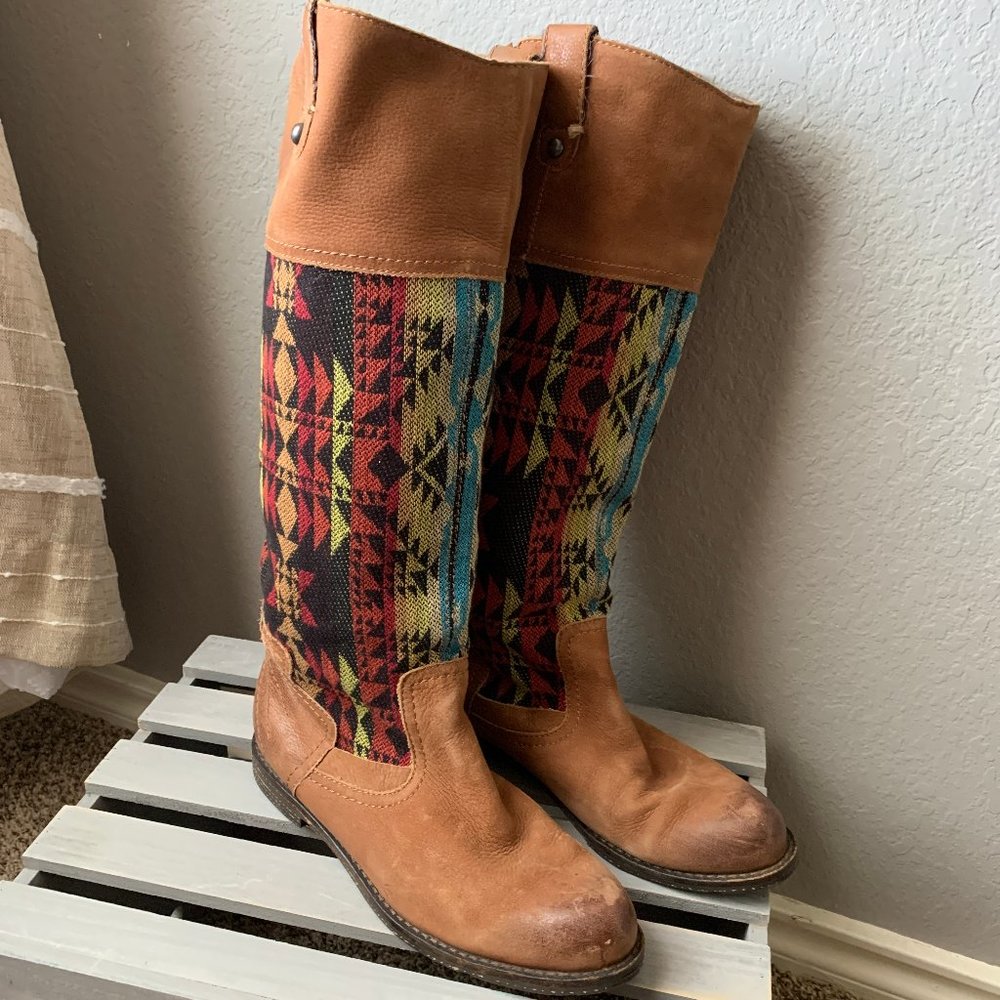 OTBT Tribal Patterned Leather Boots